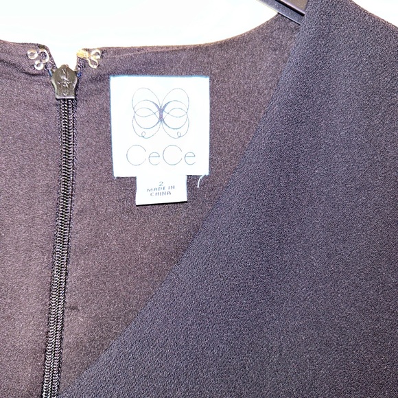 Cece black a-line mini dress w/ v neck & bracelet length sleeves, size 2, EUC - Picture 2 of 3